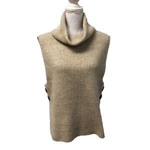 Ichi Sweater Jumper Womens XS Small Beige Cowl Neck Sleeveless Oversize Boho
